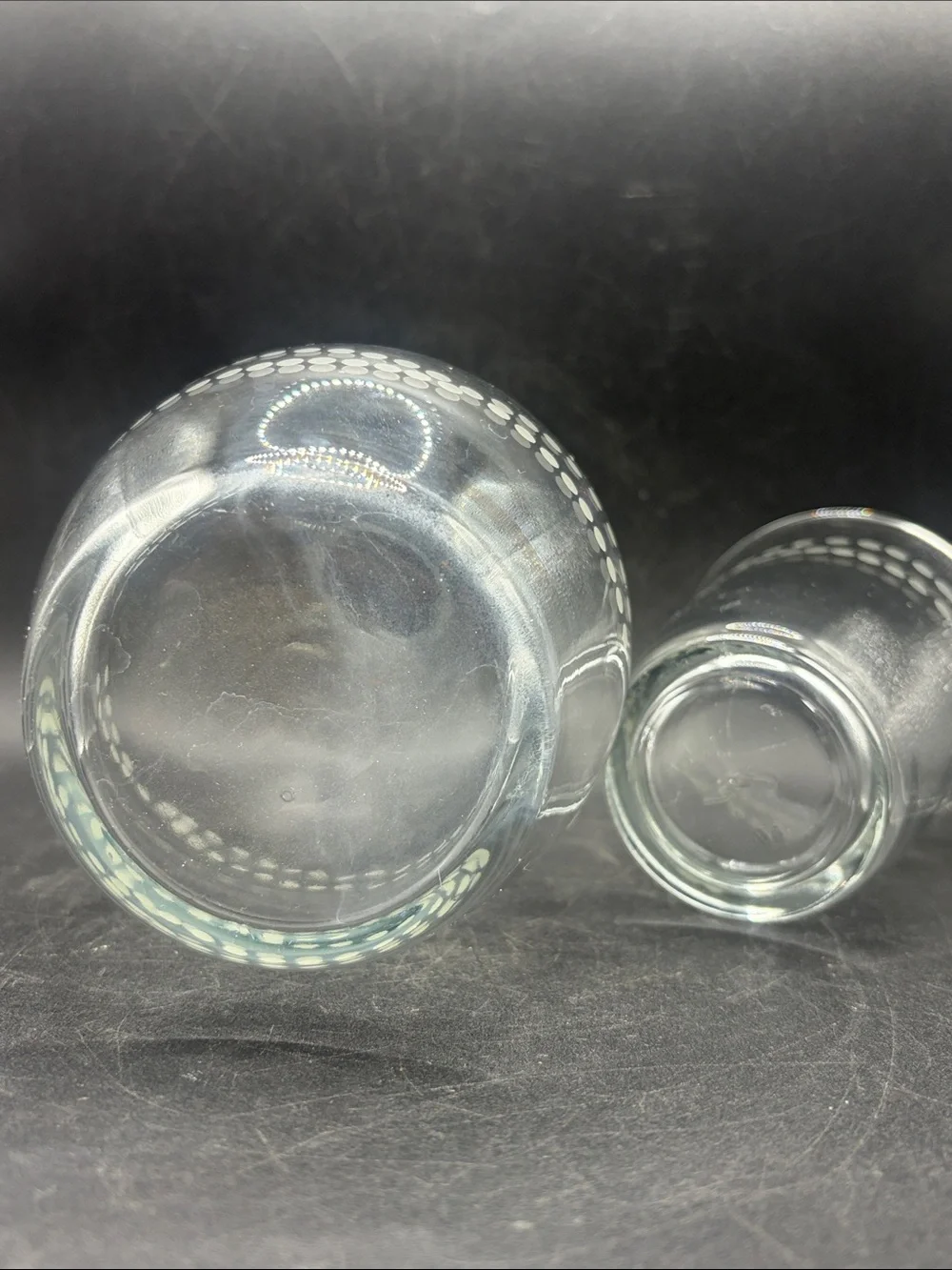 Crisa Glass Vintage Bedside Carafe Decanter & Cup Polka Dot Pattern Glassware
